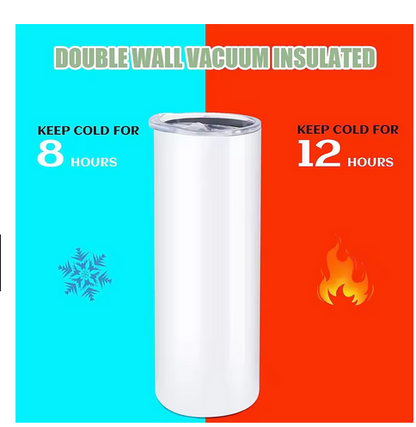 White 590ml Double-Wall Stainless Steel Sublimation Tumbler